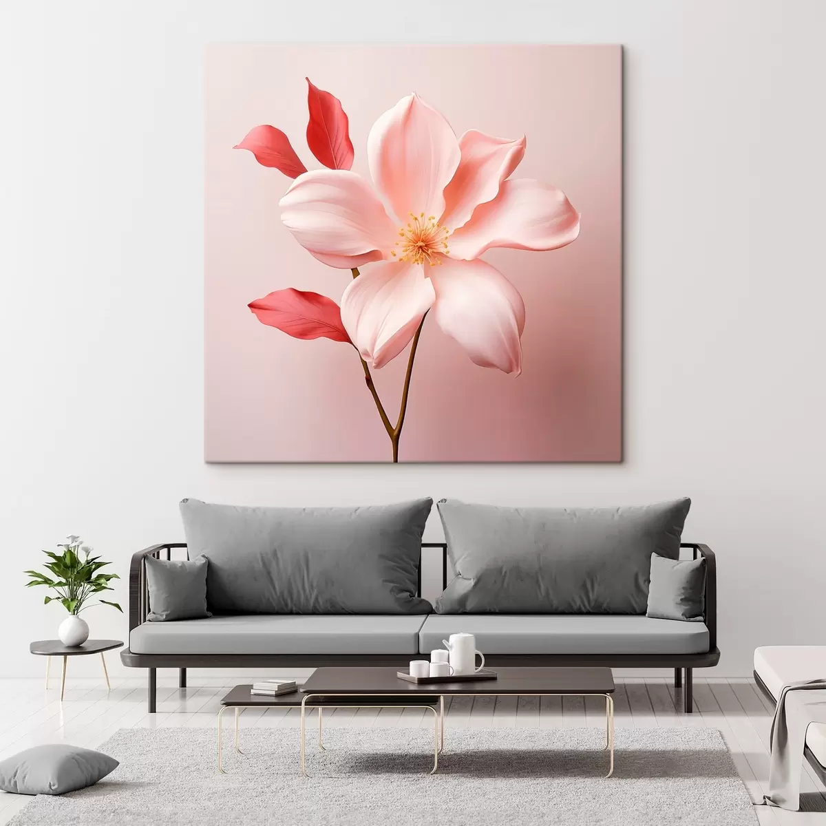 murales de pared Magnolia rosa en estilo minimalista s45735