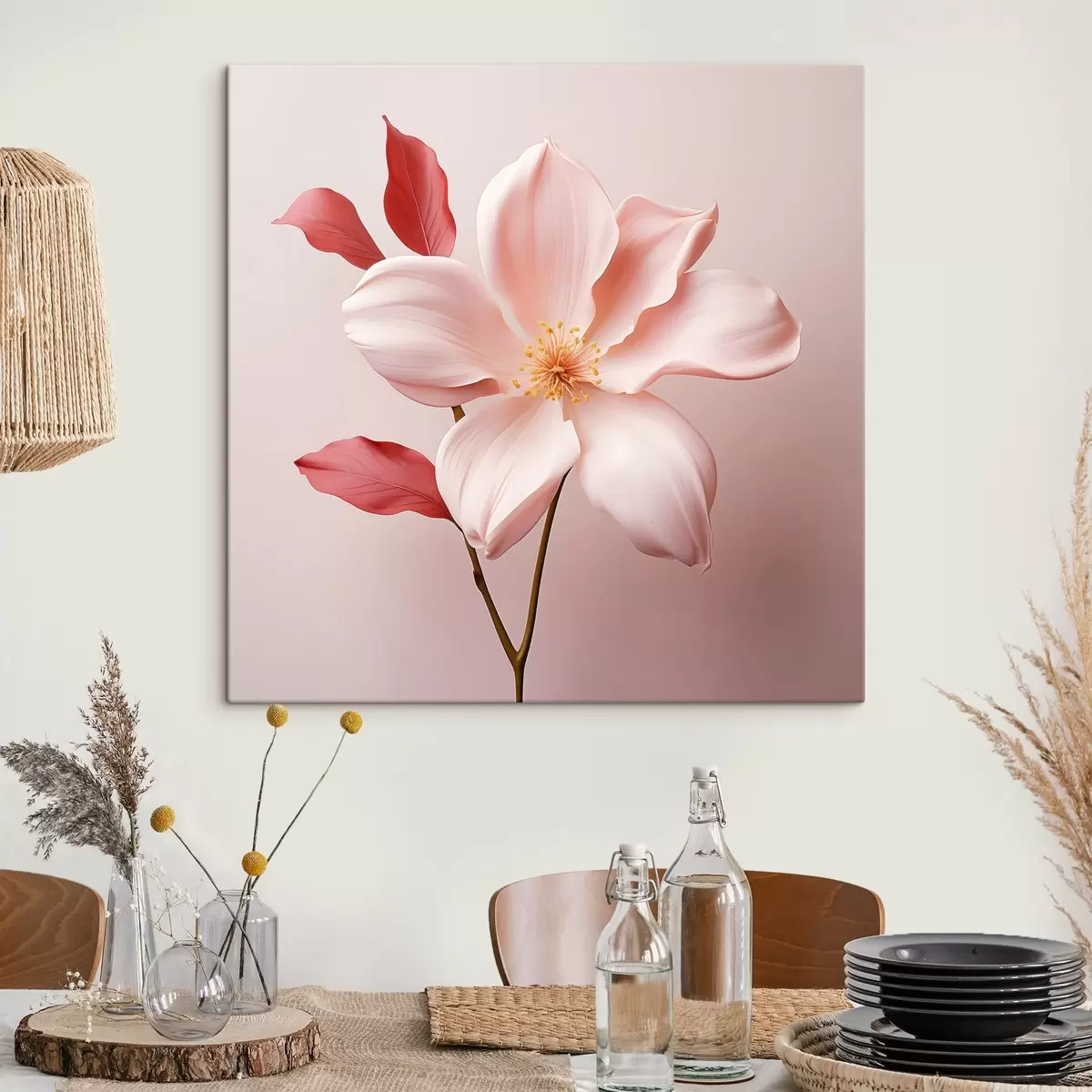 murales de pared Magnolia rosa en estilo minimalista s45735