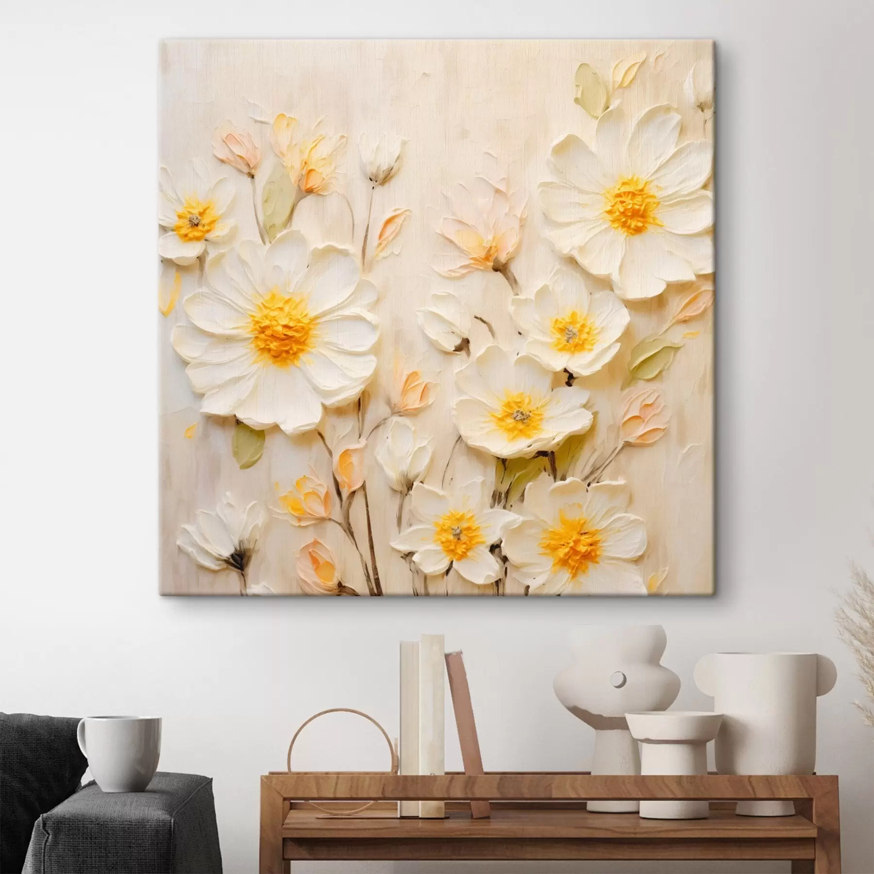 murales de pared Flores en tonos pastel al estilo de la pintura al óleo s45742