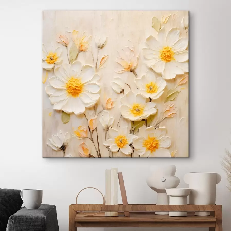 murales de pared Flores en tonos pastel al estilo de la pintura al óleo s45742