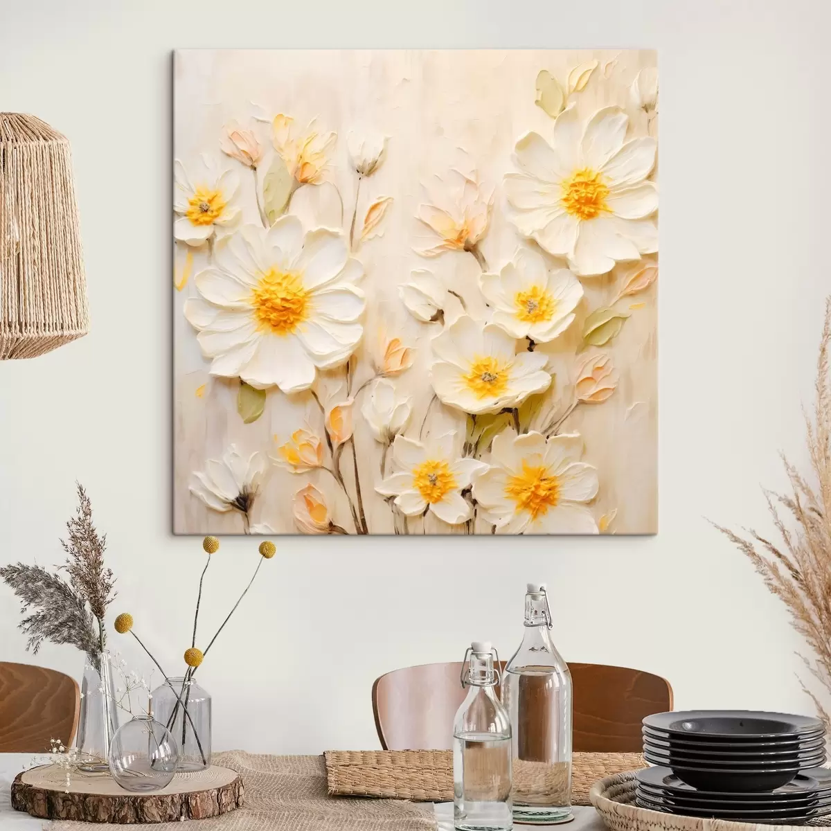 murales de pared Flores en tonos pastel al estilo de la pintura al óleo s45742