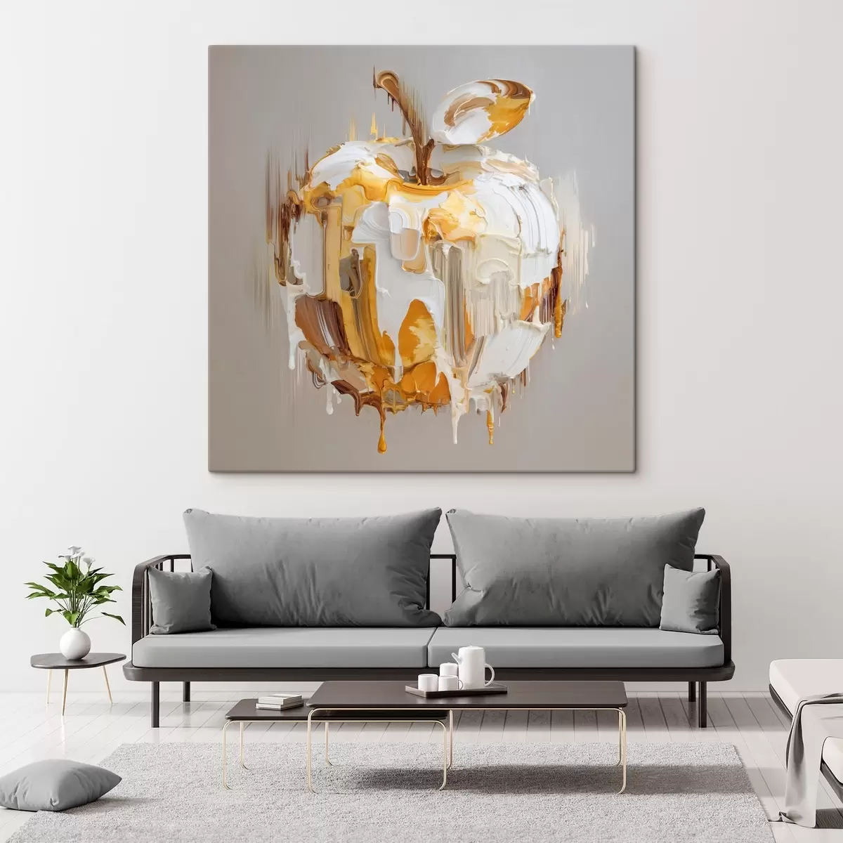 murales de pared Manzana con efecto de pintura derretida s45862