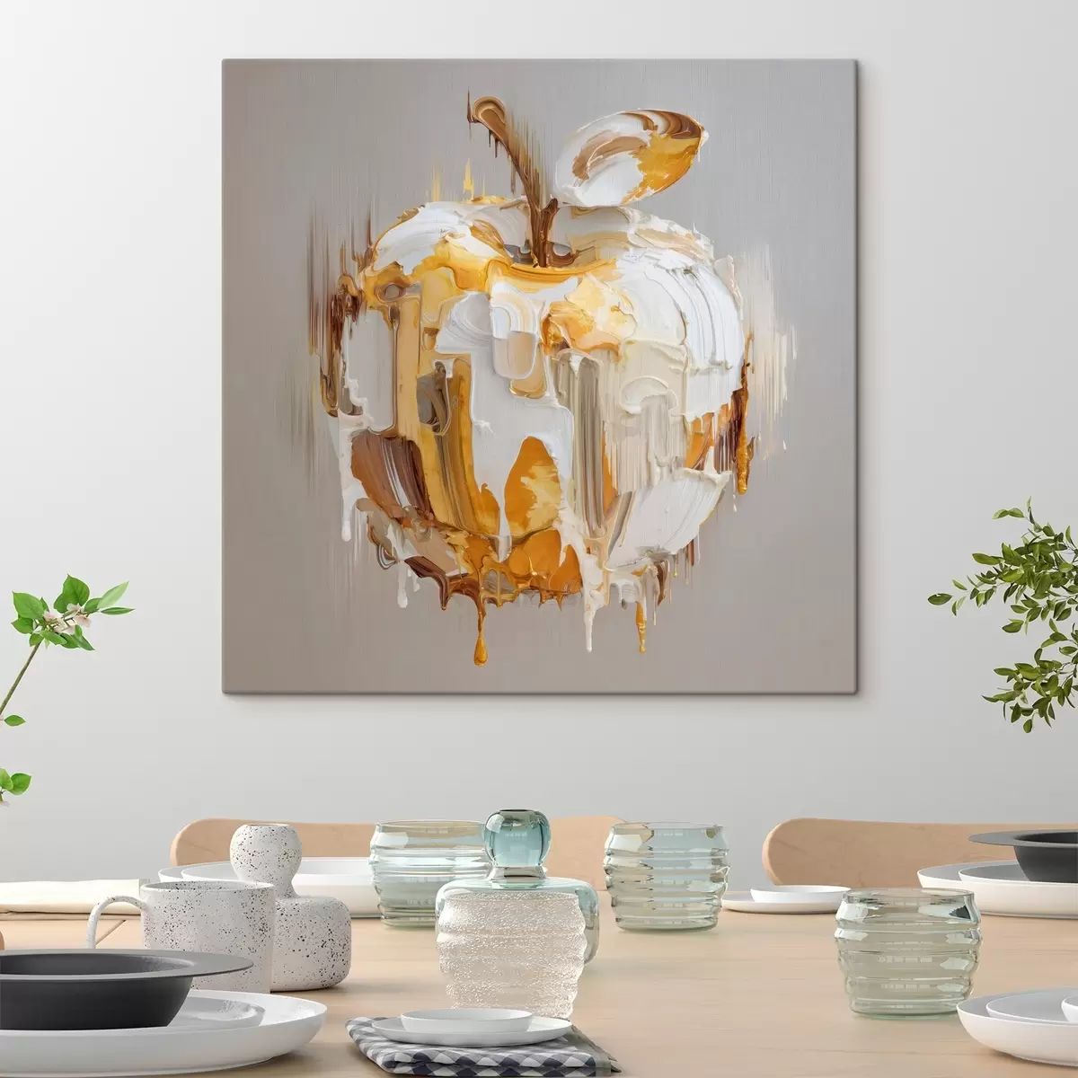 murales de pared Manzana con efecto de pintura derretida s45862