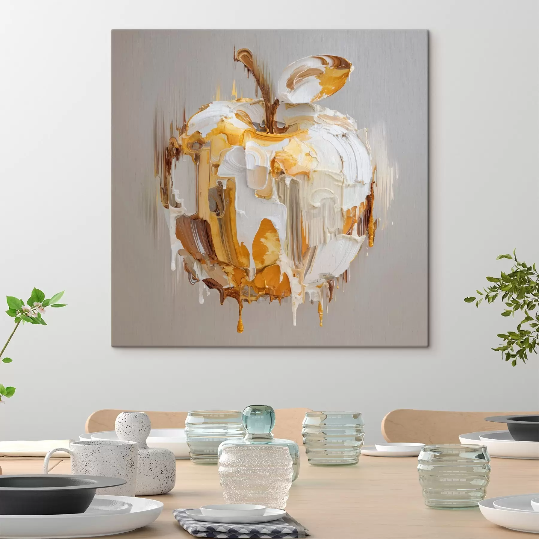 murales de pared Manzana con efecto de pintura derretida s45862