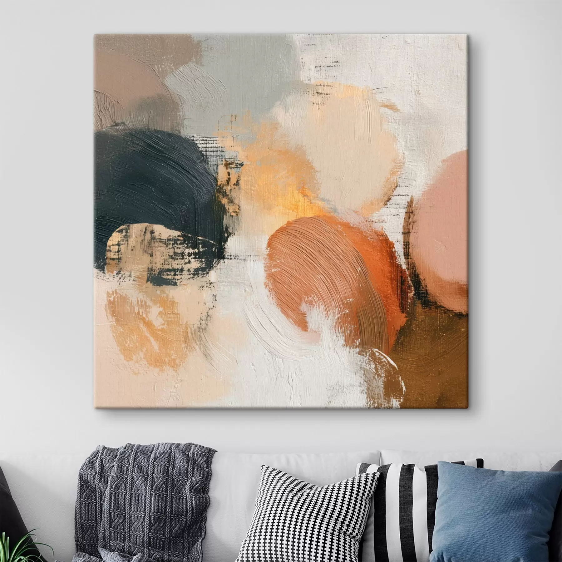 murales de pared Abstracción texturizada con tonos beige y grises s45863