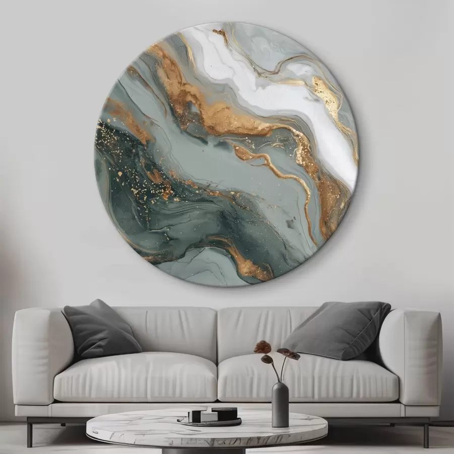 murales de pared Abstracción con vetas verde oscuro y gris r45858