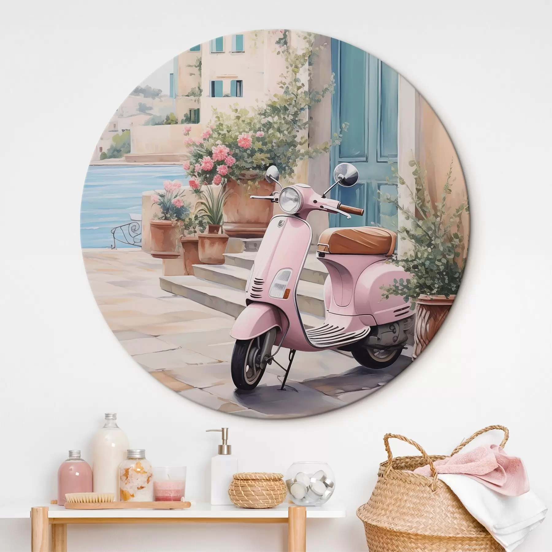 murales de pared Una moto con una casa de fondo r46065