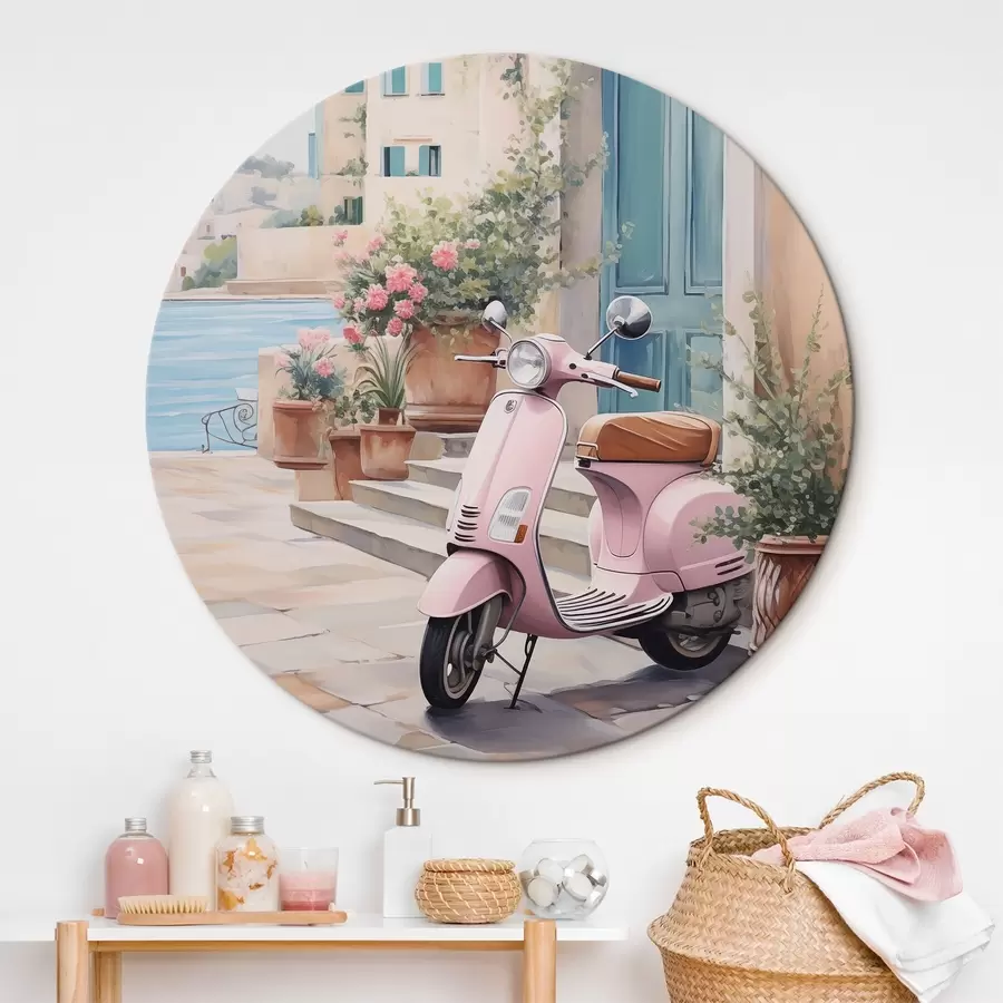 murales de pared Una moto con una casa de fondo r46065
