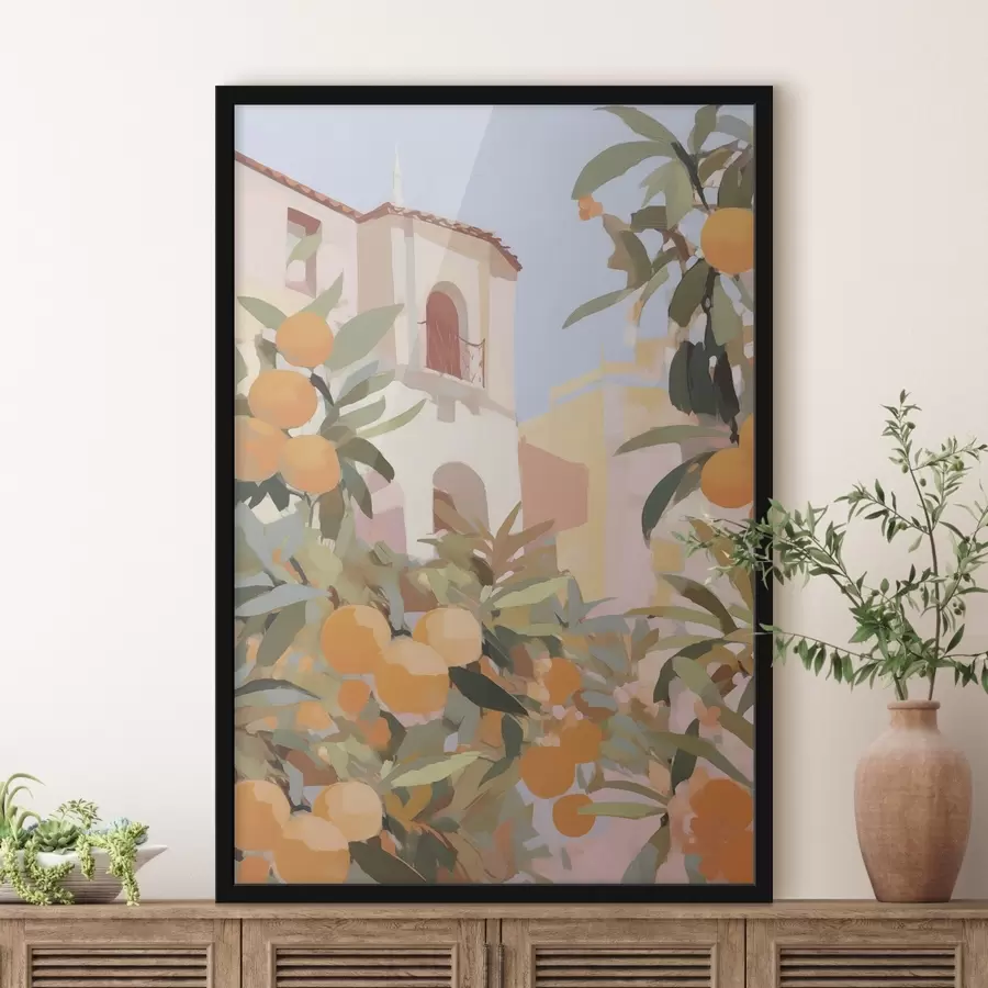 murales de pared Naranjas en una rama delante de la casa f46060