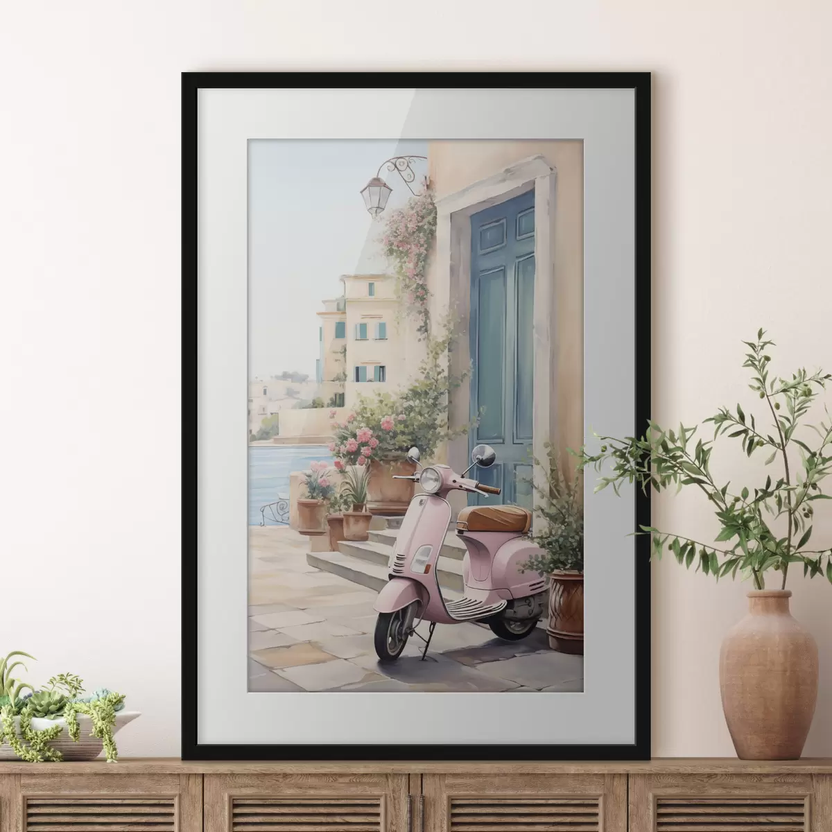 Poster Una moto con una casa de fondo f46065