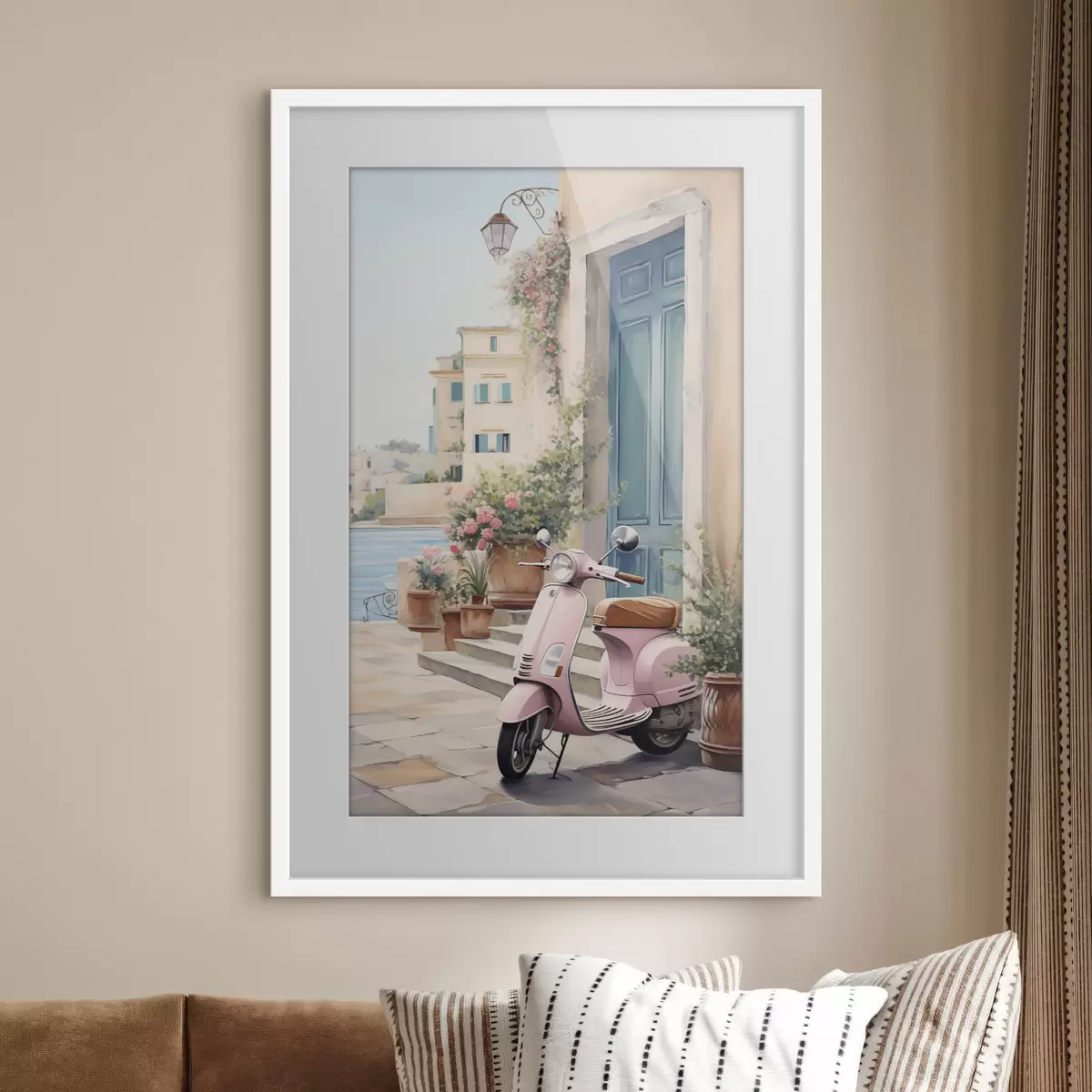 Poster Una moto con una casa de fondo f46065