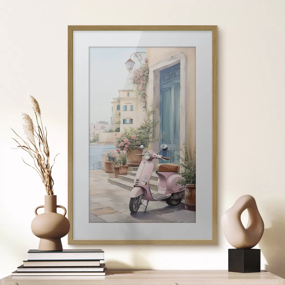 Poster Una moto con una casa de fondo f46065