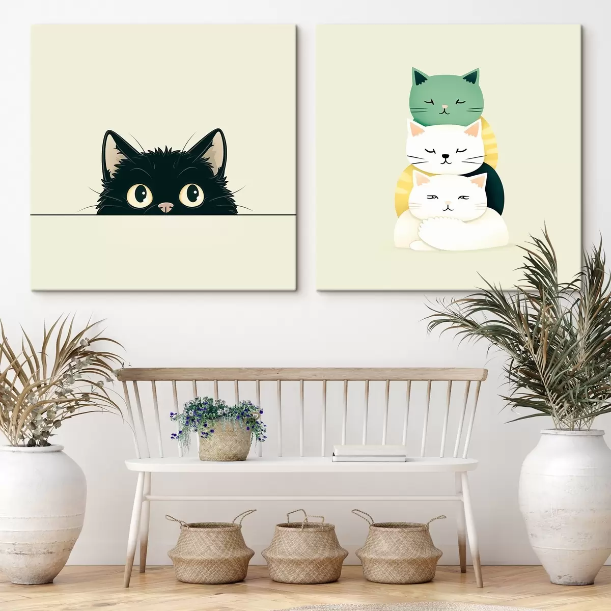 murales de pared Gatos animalescos en estilo ilustrativo m00707