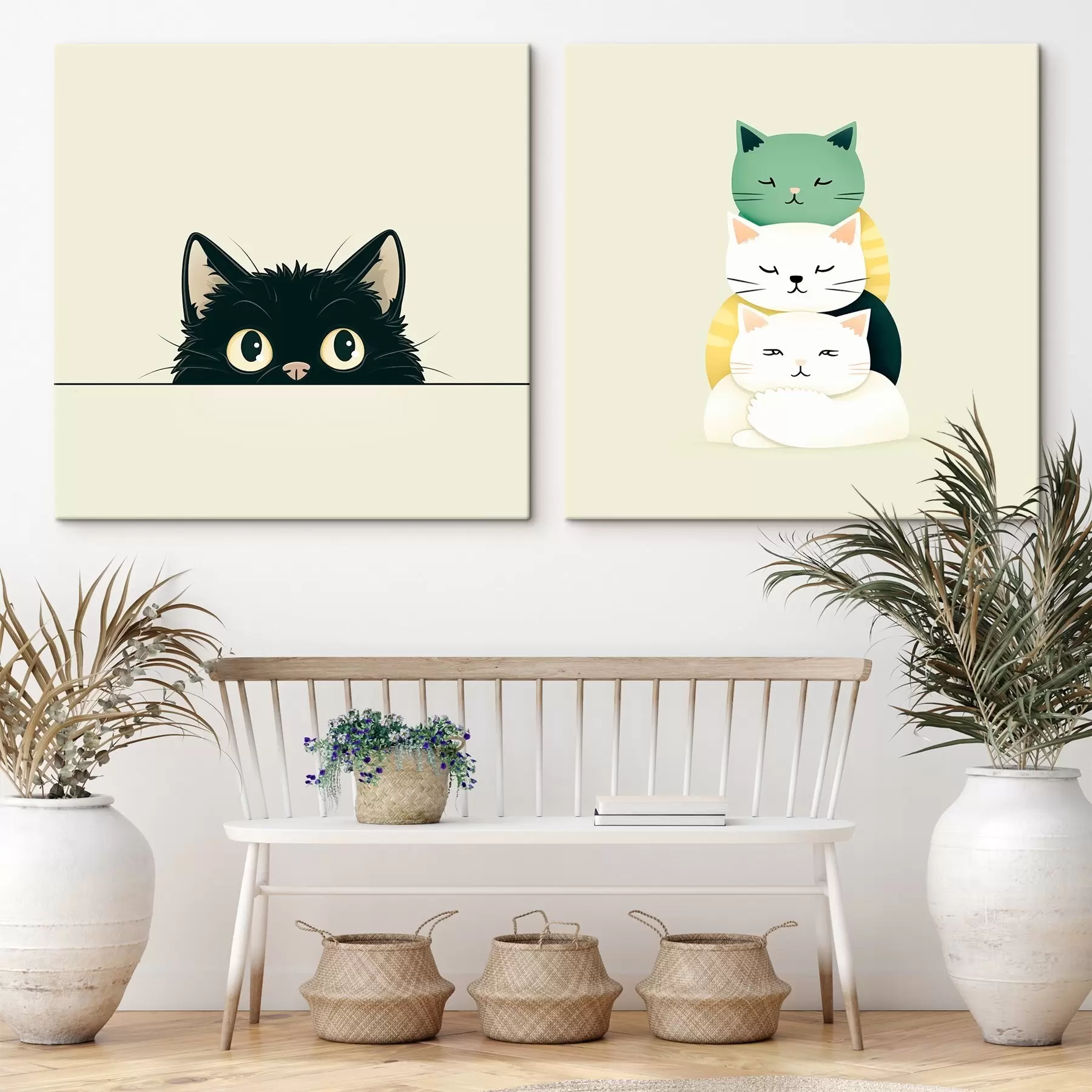 murales de pared Gatos animalescos en estilo ilustrativo m00707
