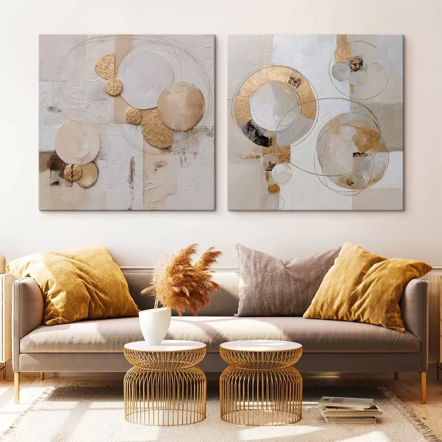 murales de pared Pintura texturizada con formas en beige y blanco m00741