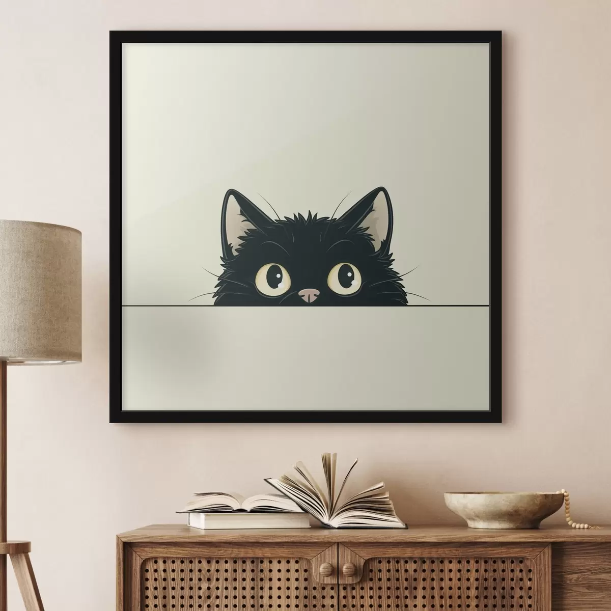 Poster Bonito gato negro en estilo ilustración f45733