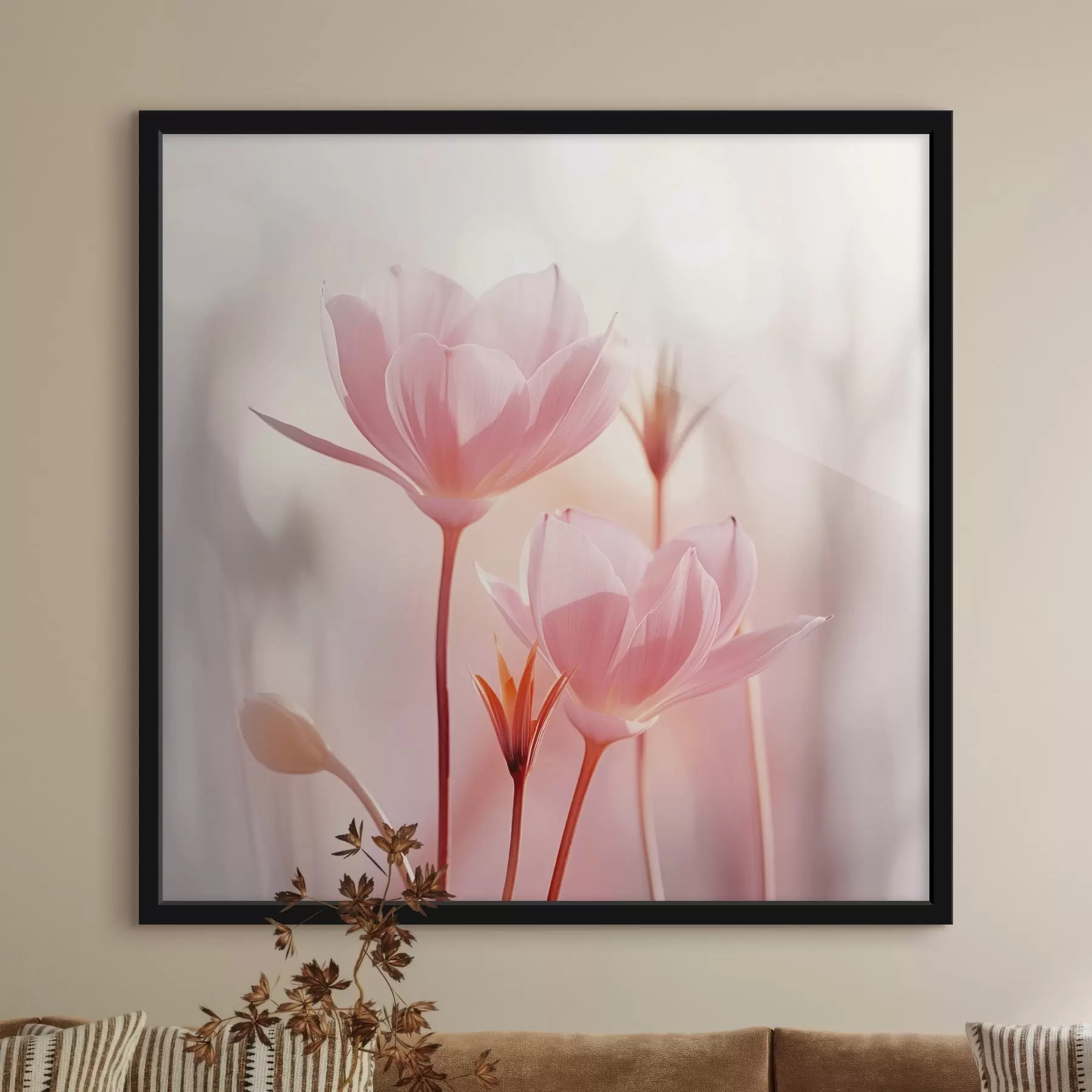murales de pared Lienzo artístico con motivos florales de estilo minimalista f45736
