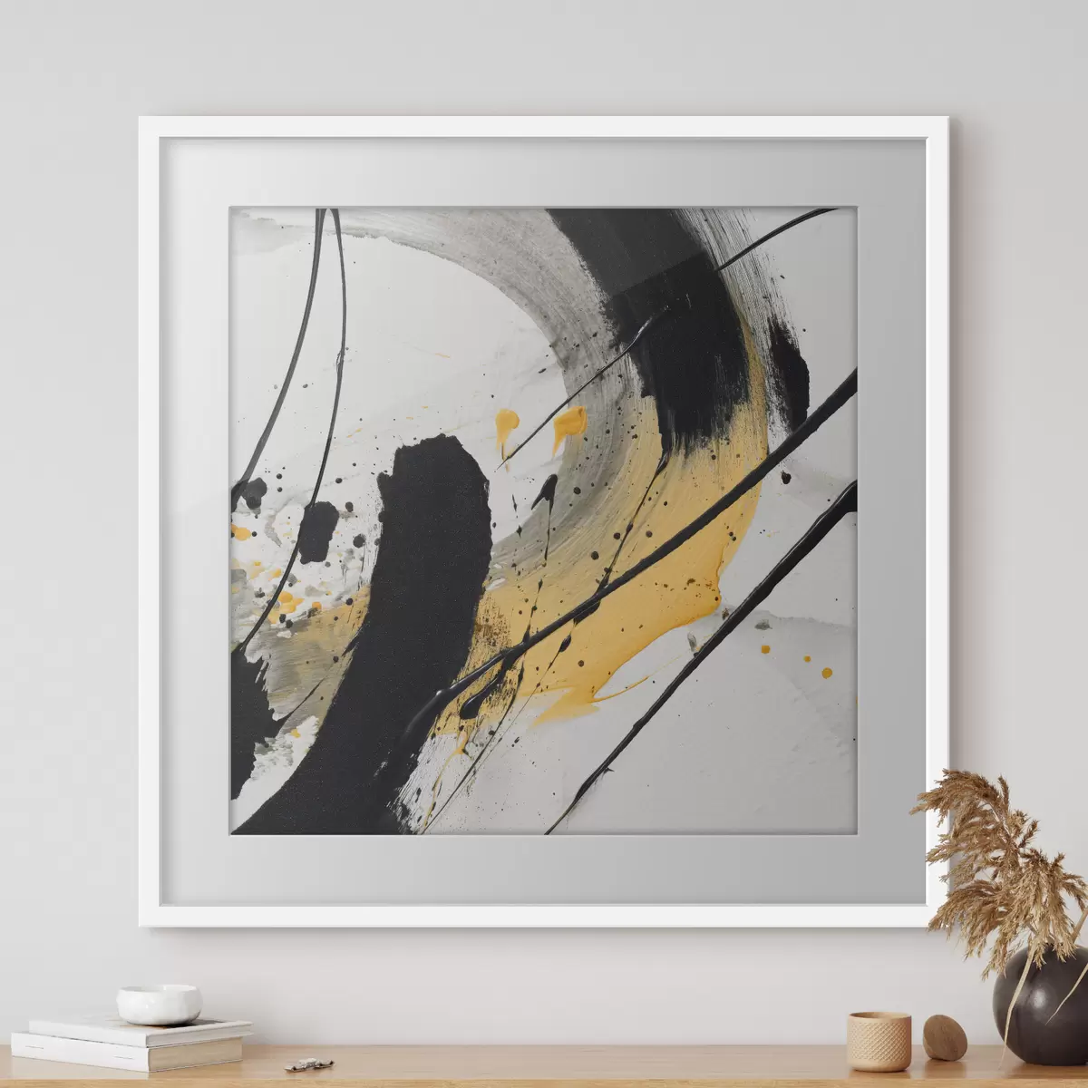 Poster Expresión en negro y amarillo en estilo pictórico f45847