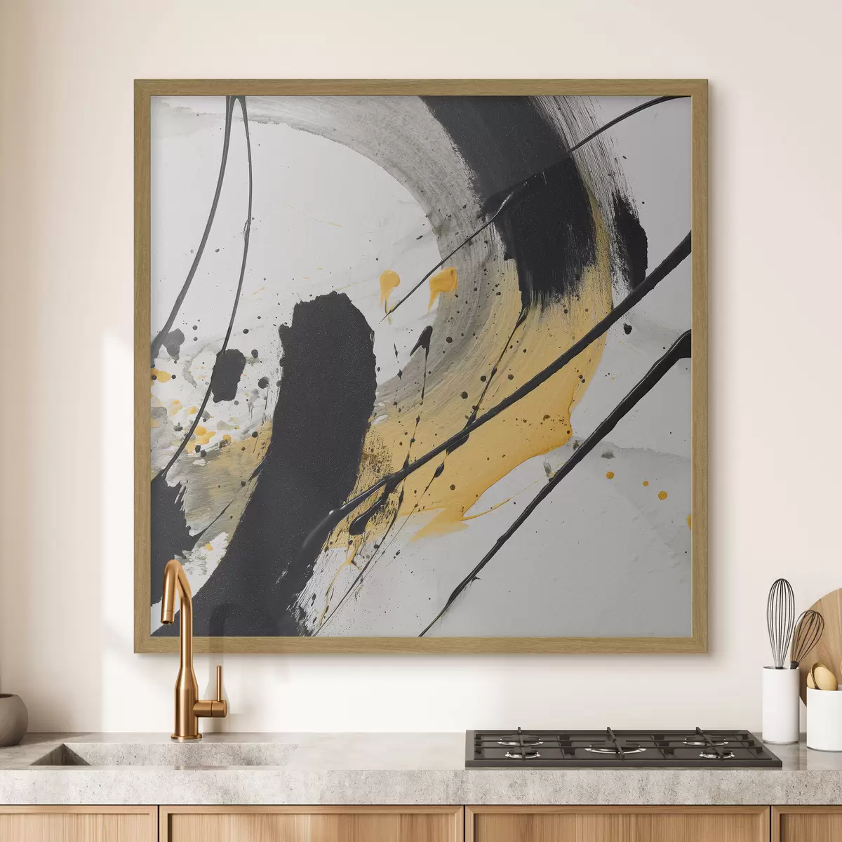 Poster Expresión en negro y amarillo en estilo pictórico f45847