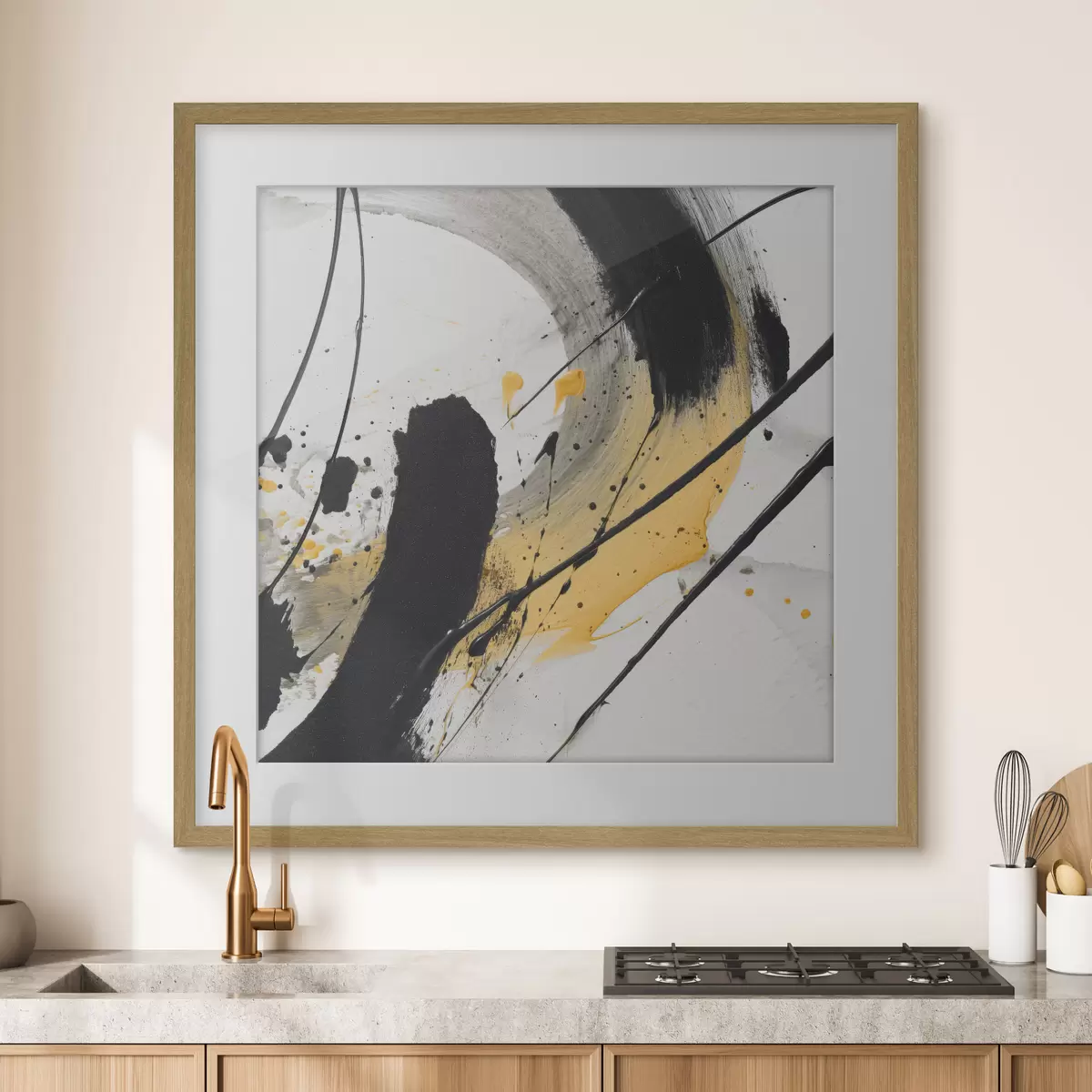 Poster Expresión en negro y amarillo en estilo pictórico f45847