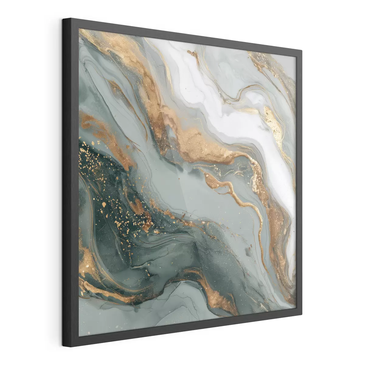Poster Abstracción con vetas verde oscuro y gris f45858