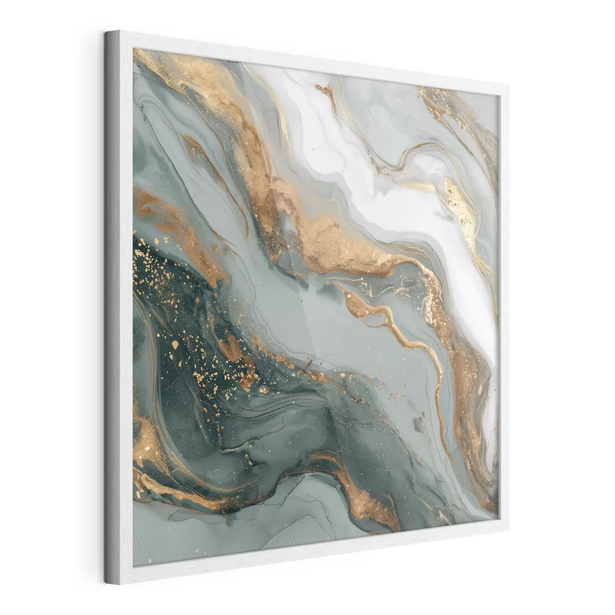 Poster Abstracción con vetas verde oscuro y gris f45858