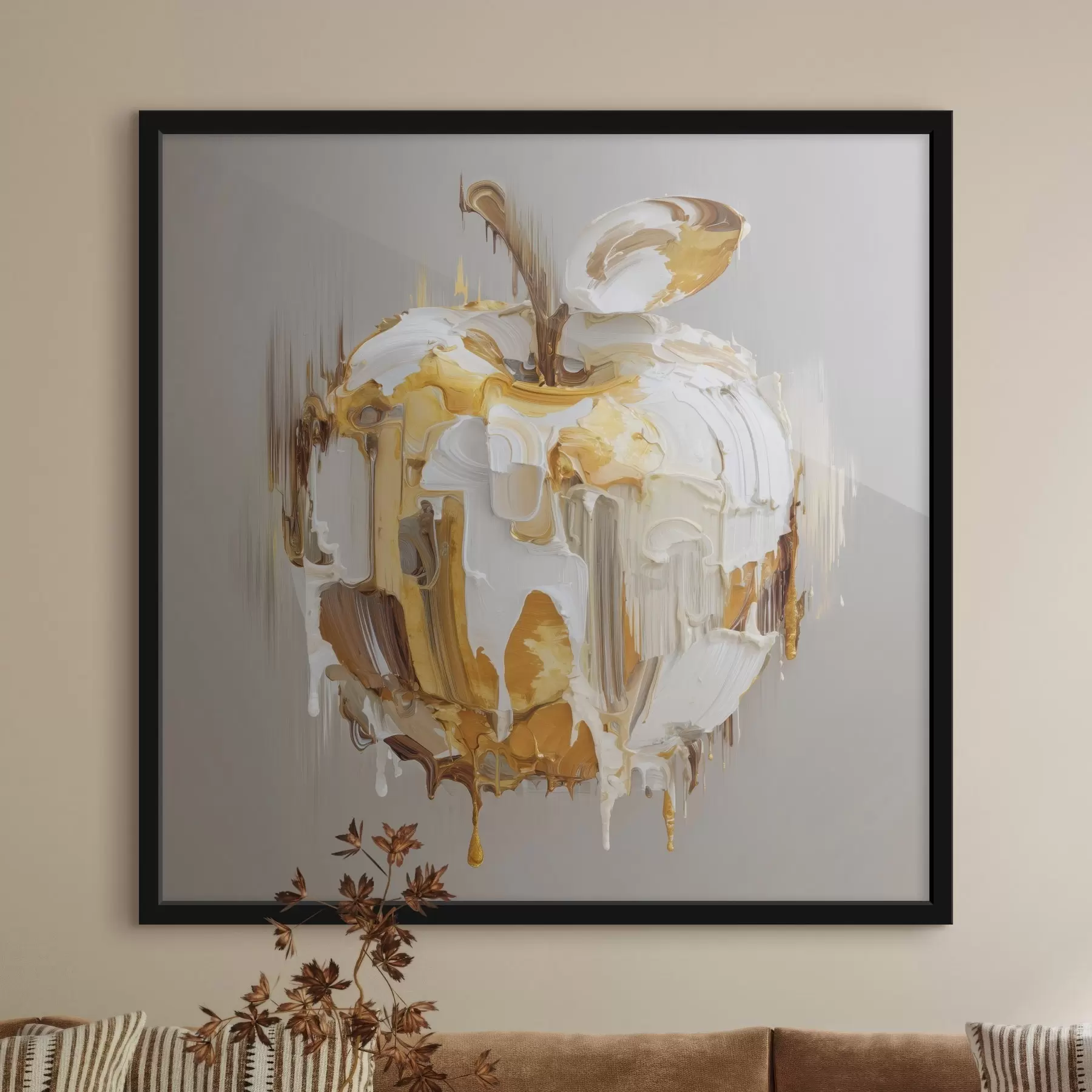 murales de pared Manzana con efecto de pintura derretida f45862