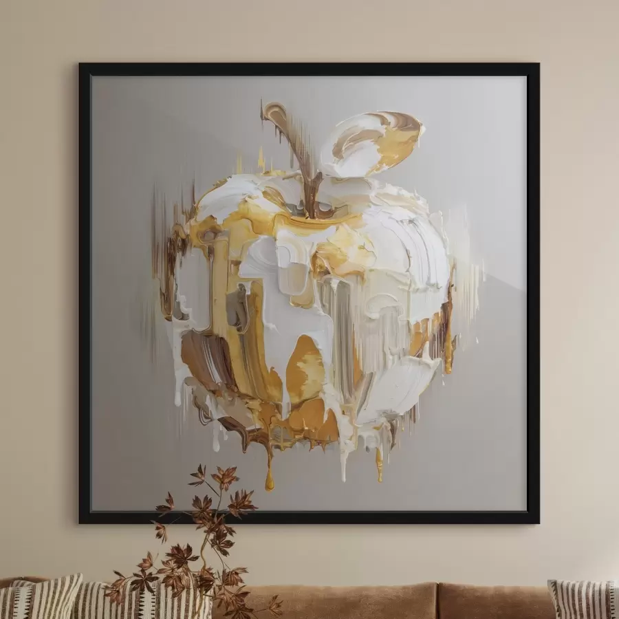 murales de pared Manzana con efecto de pintura derretida f45862