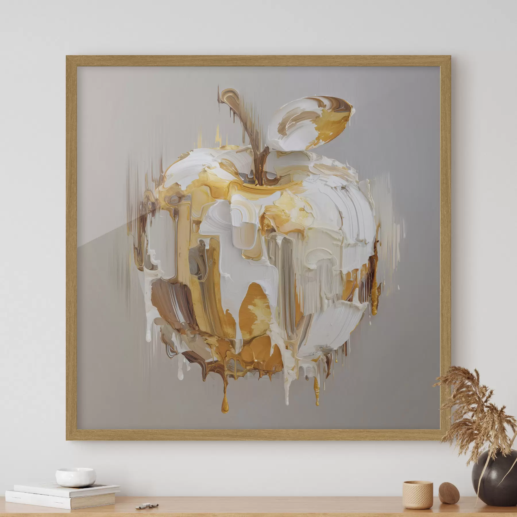 murales de pared Manzana con efecto de pintura derretida f45862