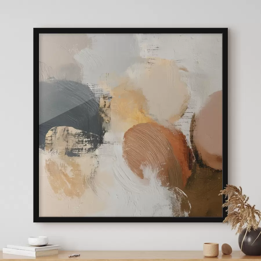 murales de pared Abstracción texturizada con tonos beige y grises f45863