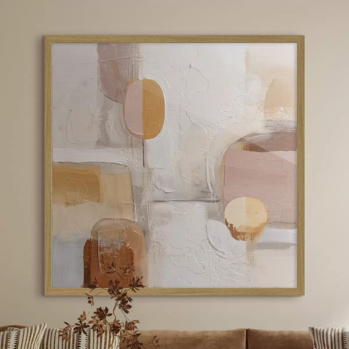 Poster Minimalismo abstracto en tonos beige y naranja f45864
