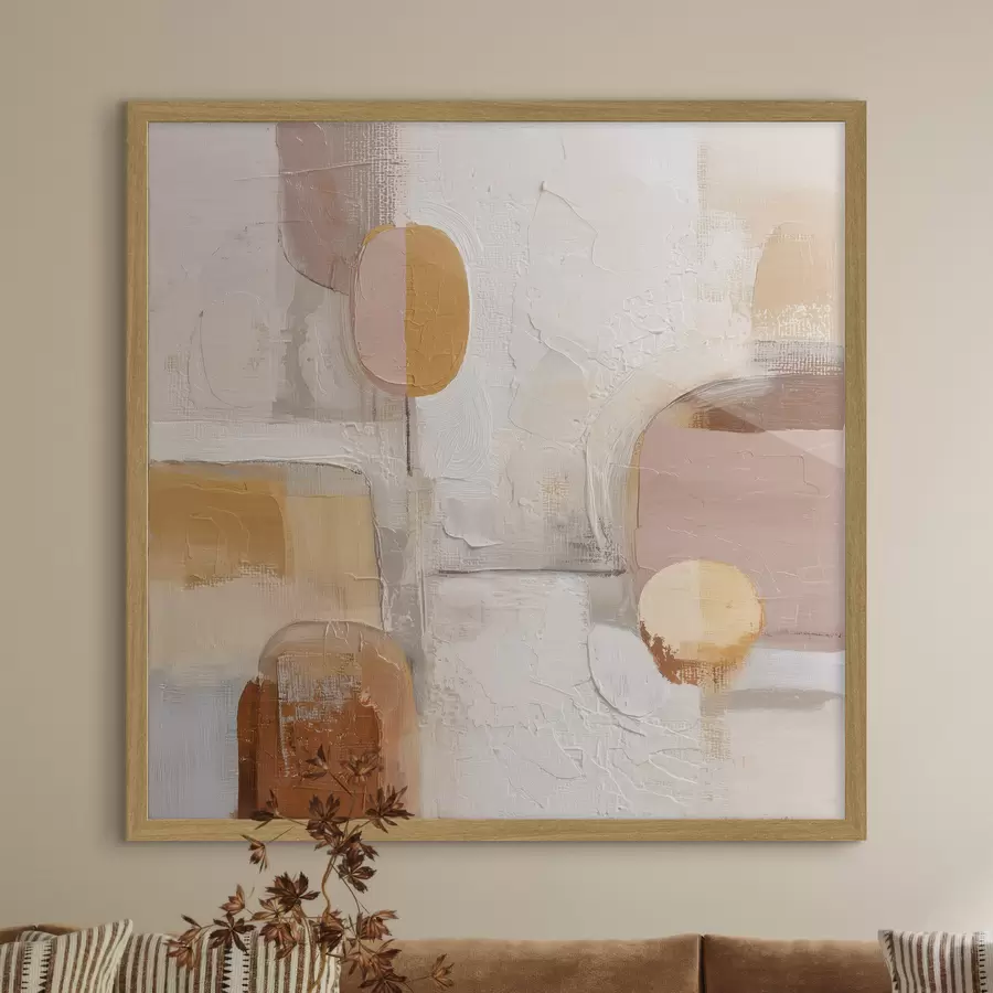 murales de pared Minimalismo abstracto en tonos beige y naranja f45864