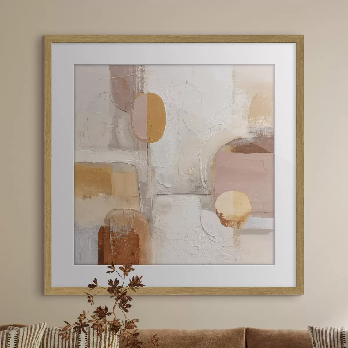 Poster Minimalismo abstracto en tonos beige y naranja f45864
