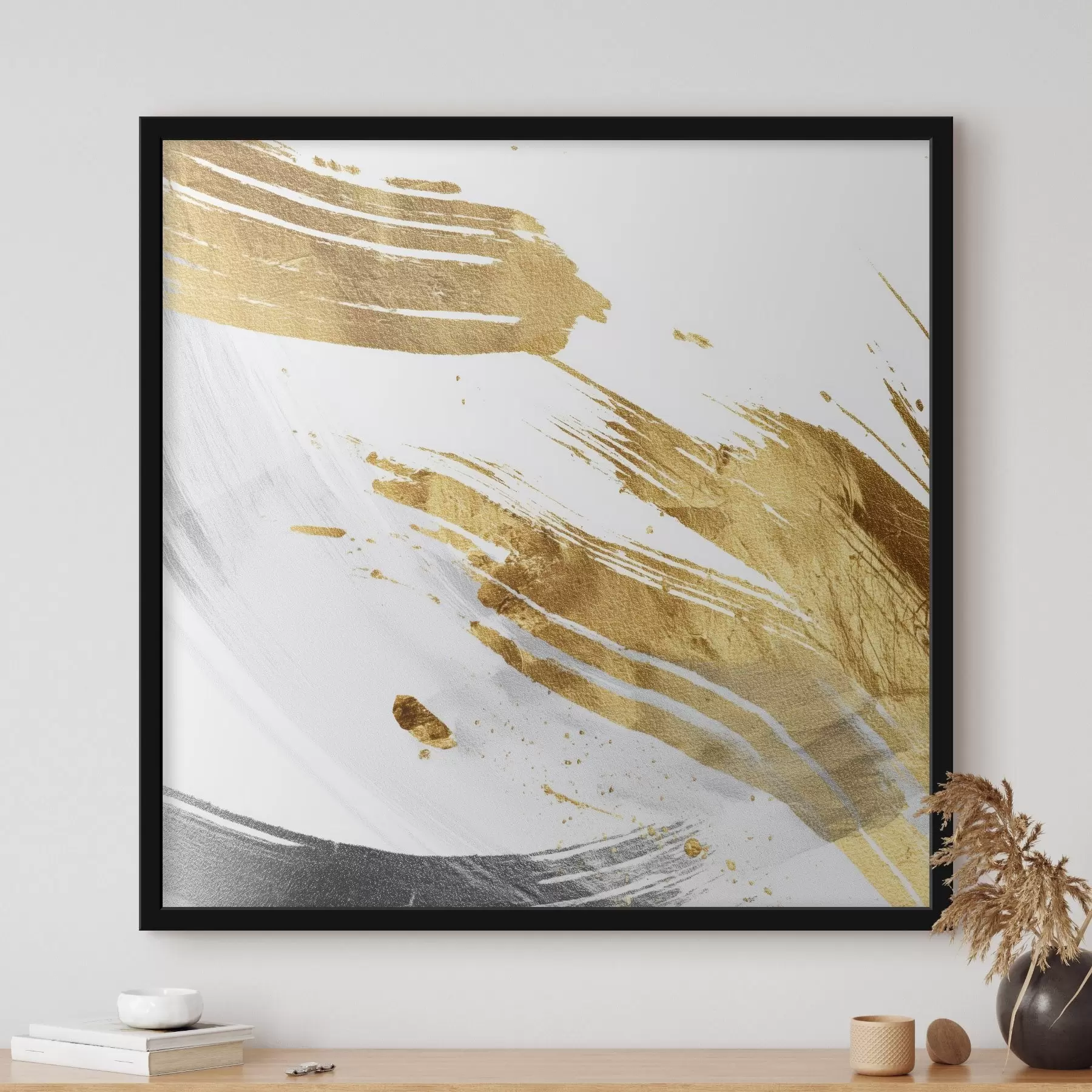 murales de pared Pinceladas dinámicas en tonos blancos y amarillo grisáceos f45866