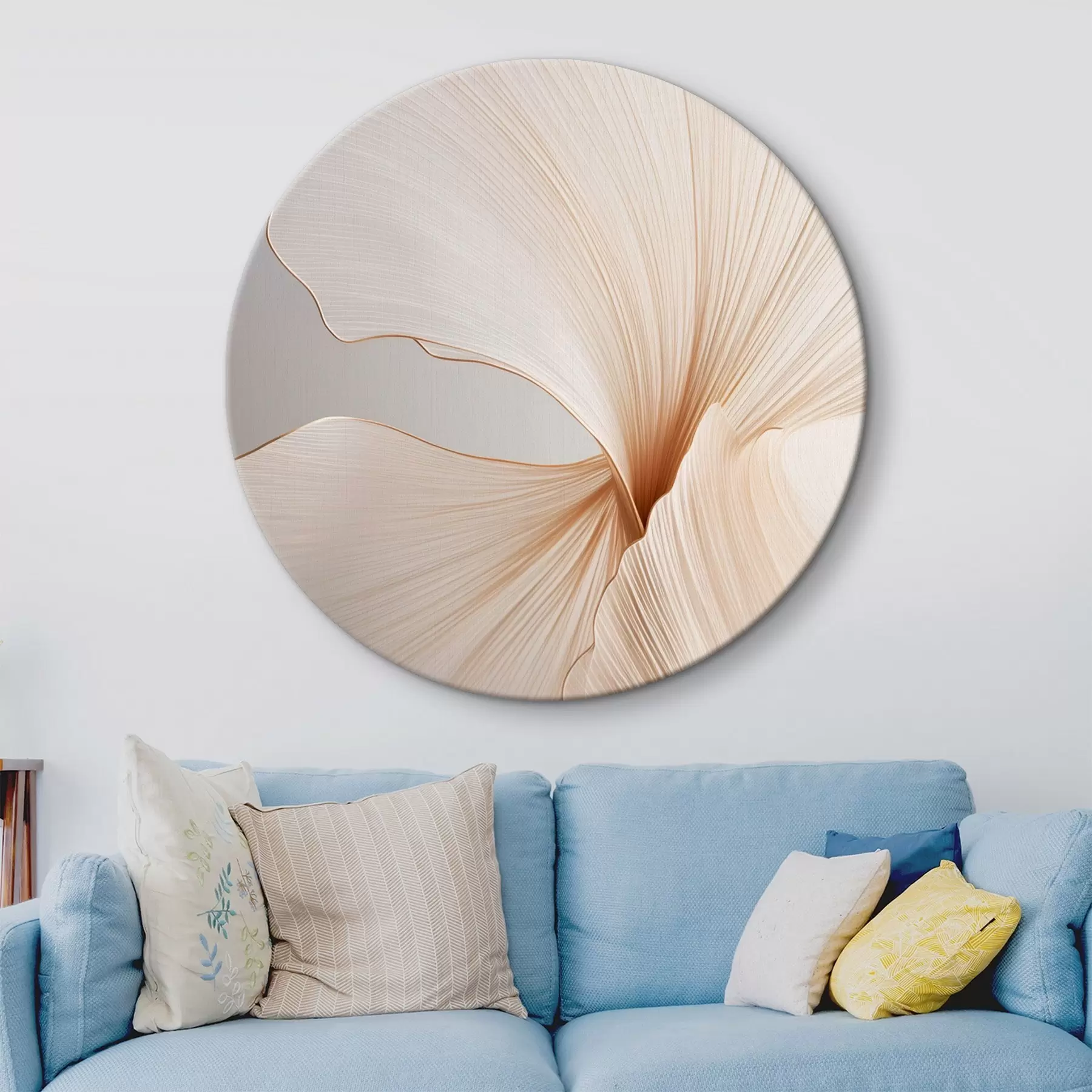 murales de pared Flores abstractas con pétalos finos y delicados en tonos blancos y beige r45923