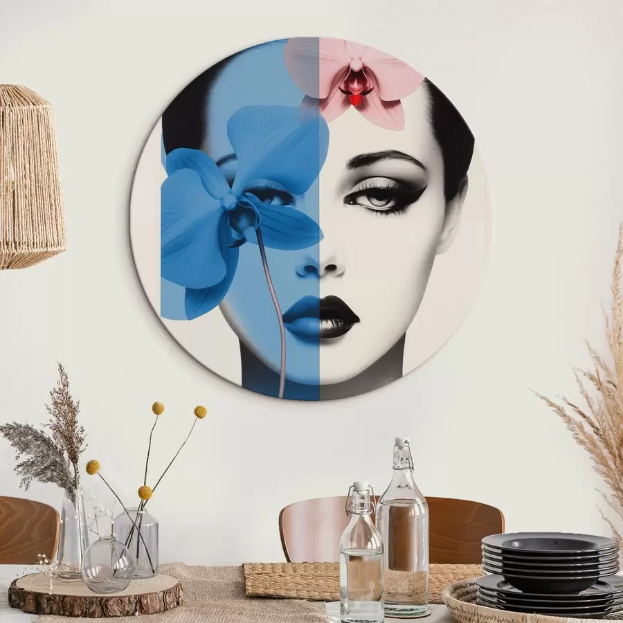 murales de pared Retrato abstracto de una mujer con orquídeas r45924