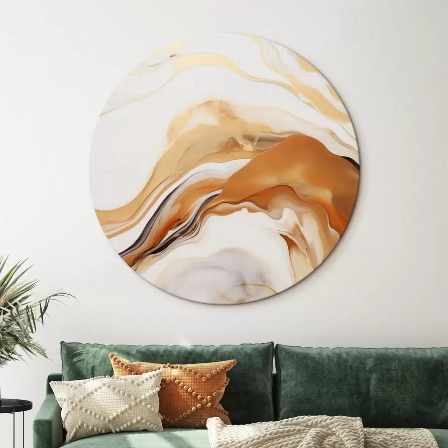 murales de pared Imitación de pintura abstracta con formas fluidas en tonos blancos, naranjas y marrones, minimalista r45938