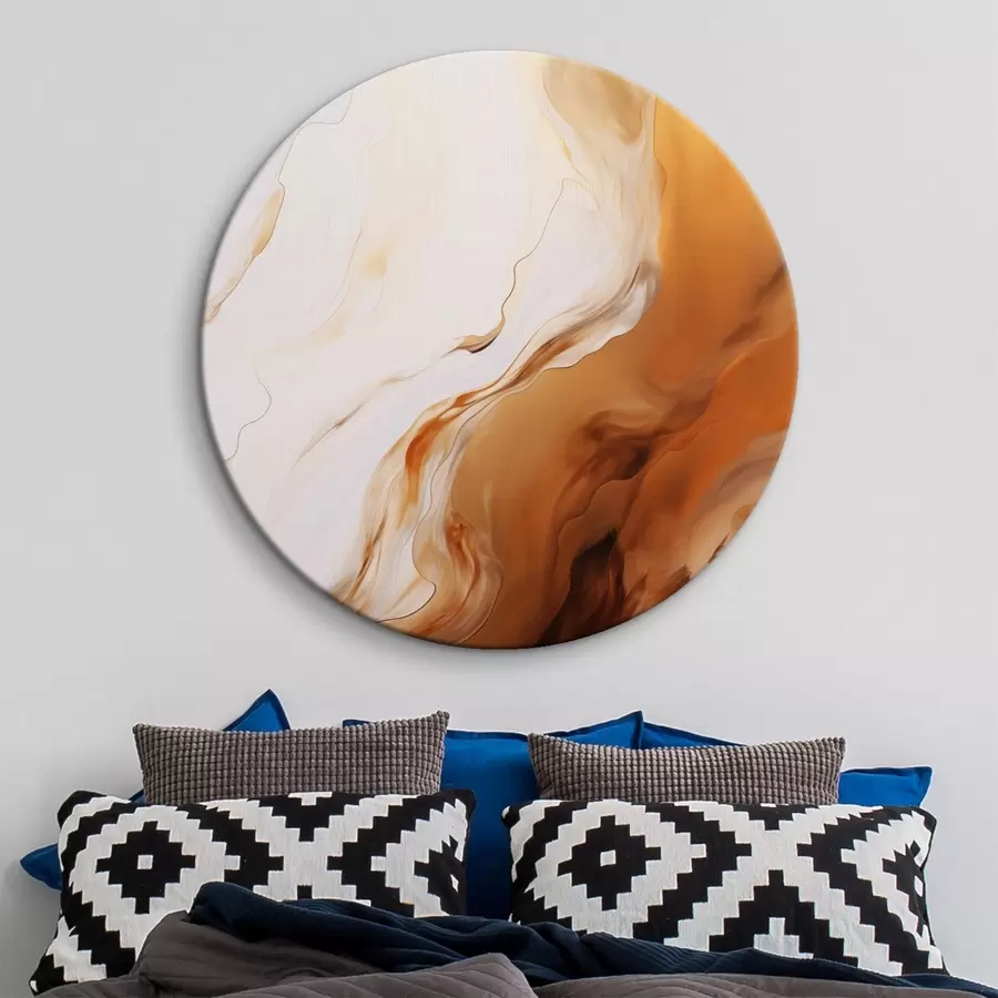 murales de pared Imitación de pintura abstracta con colores blanco y naranja, arte fluido con líneas onduladas, arte moderno r45939