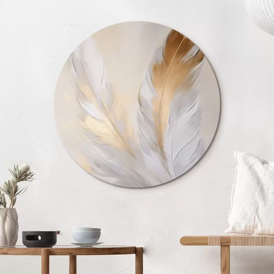 murales de pared Plumas con detalles en naranja, iluminación suave, composición minimalista con textura, arte moderno r45944