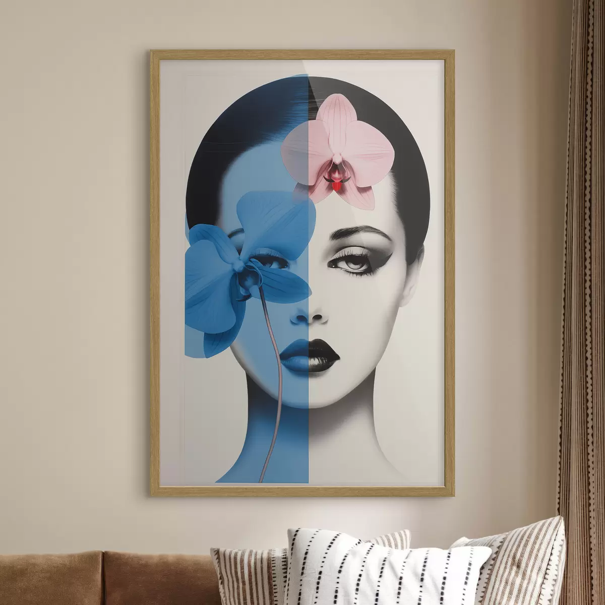 Poster Retrato abstracto de una mujer con orquídeas f45924
