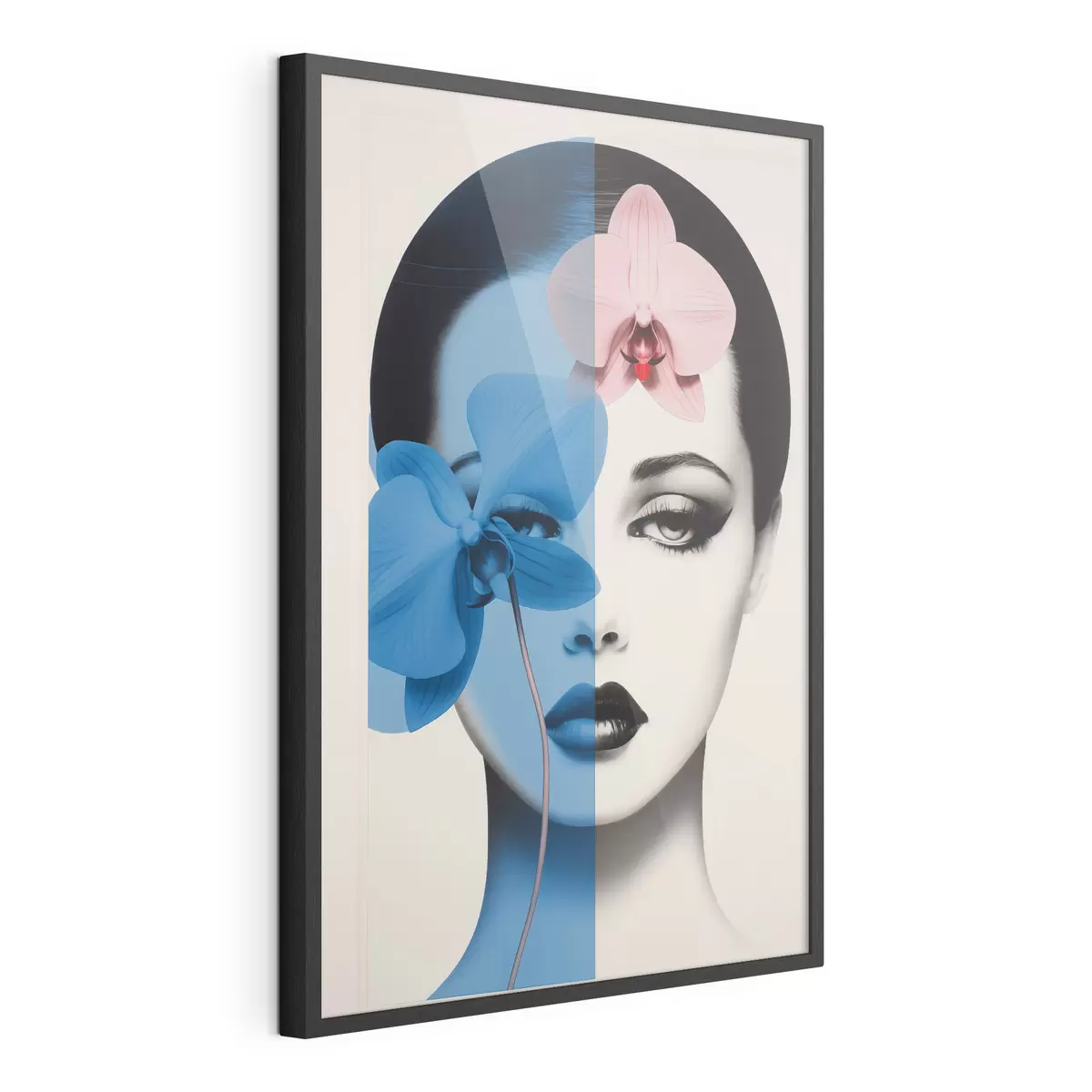 Poster Retrato abstracto de una mujer con orquídeas f45924