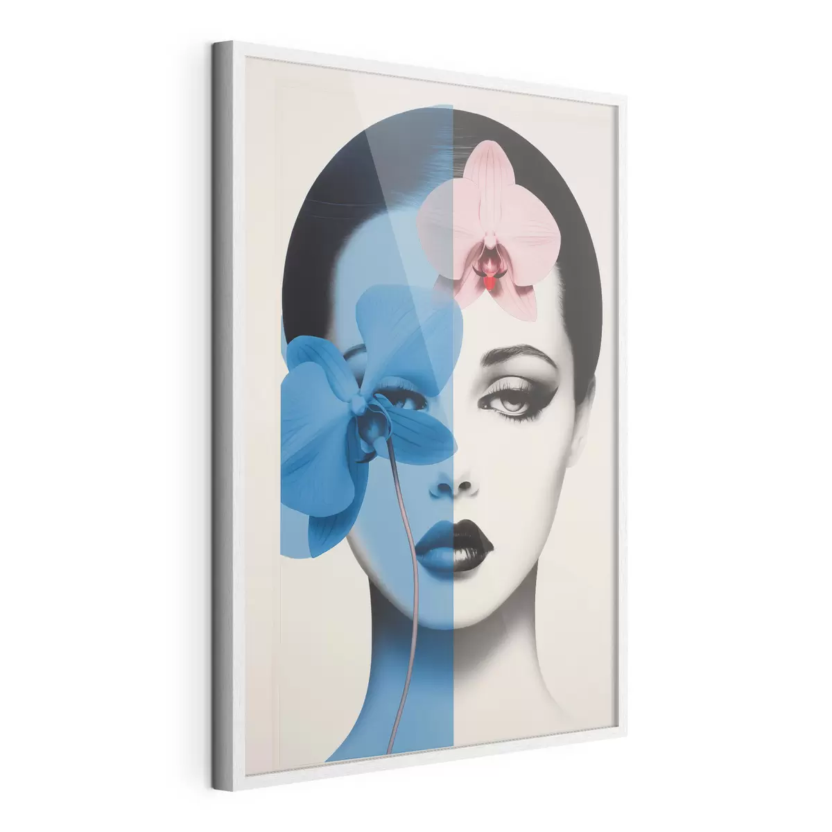 Poster Retrato abstracto de una mujer con orquídeas f45924