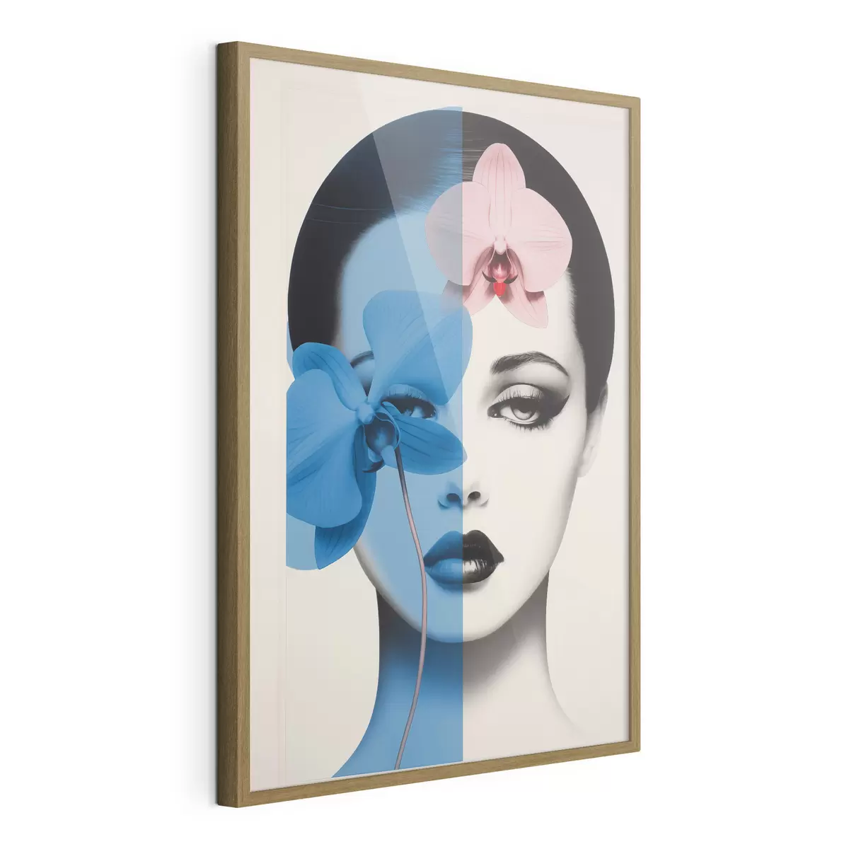Poster Retrato abstracto de una mujer con orquídeas f45924
