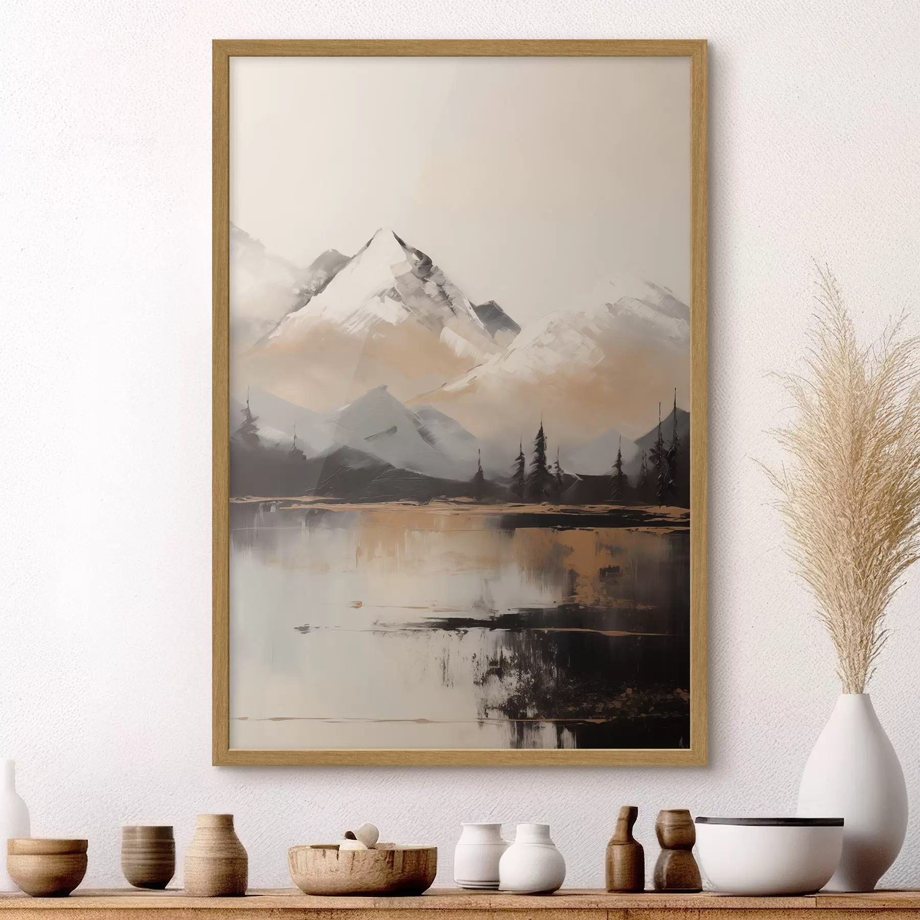 murales de pared Lago entre cumbres nevadas f45951