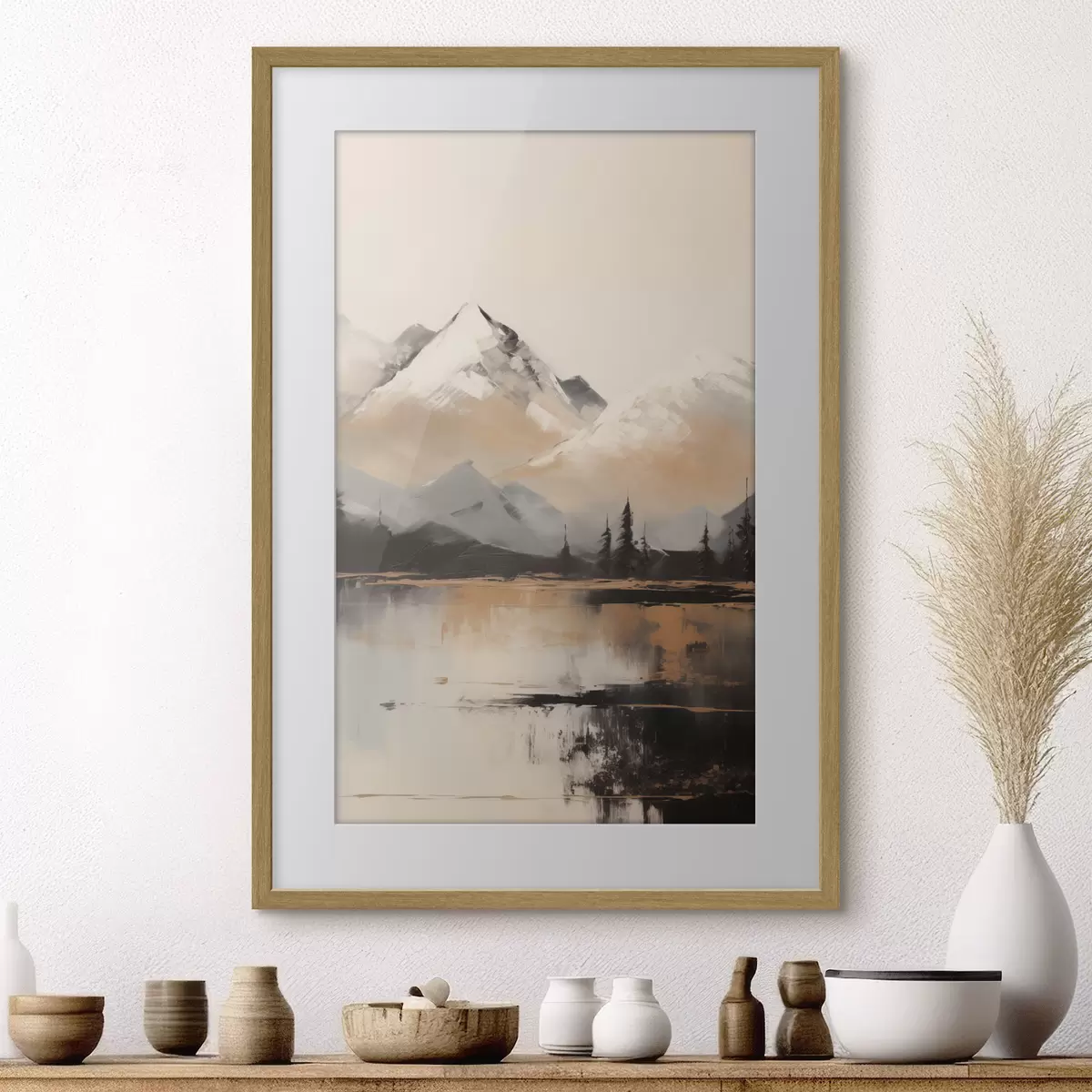 Poster Lago entre cumbres nevadas f45951