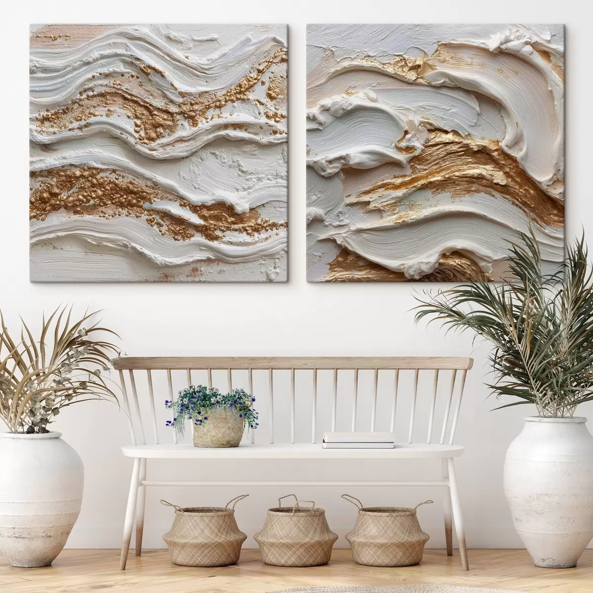 murales de pared Abstracción volumétrica con trazos blancos y amarillos m00742