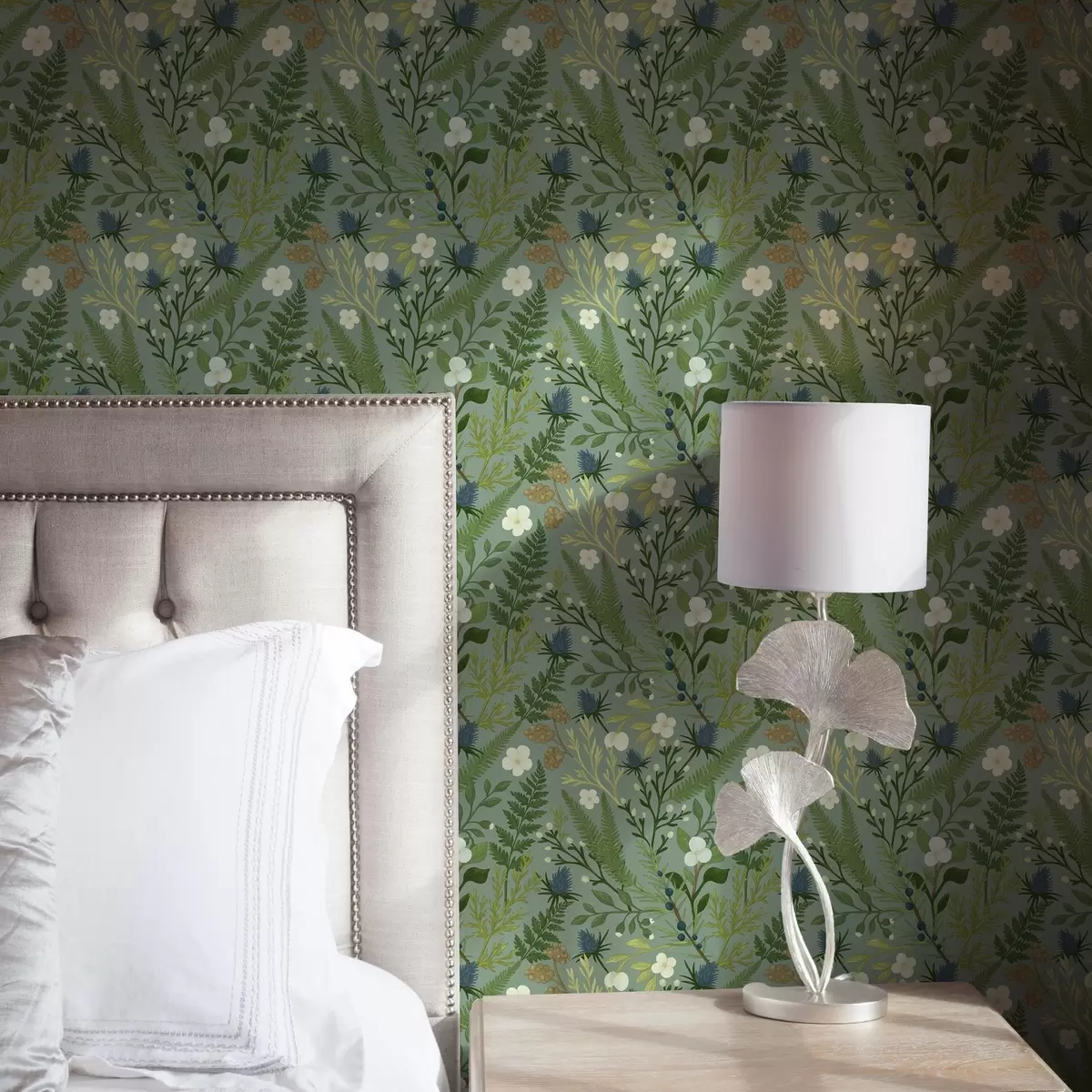 Papel pintado Hierbas silvestres, achicoria y bayas sobre un fondo de menta a00621v1