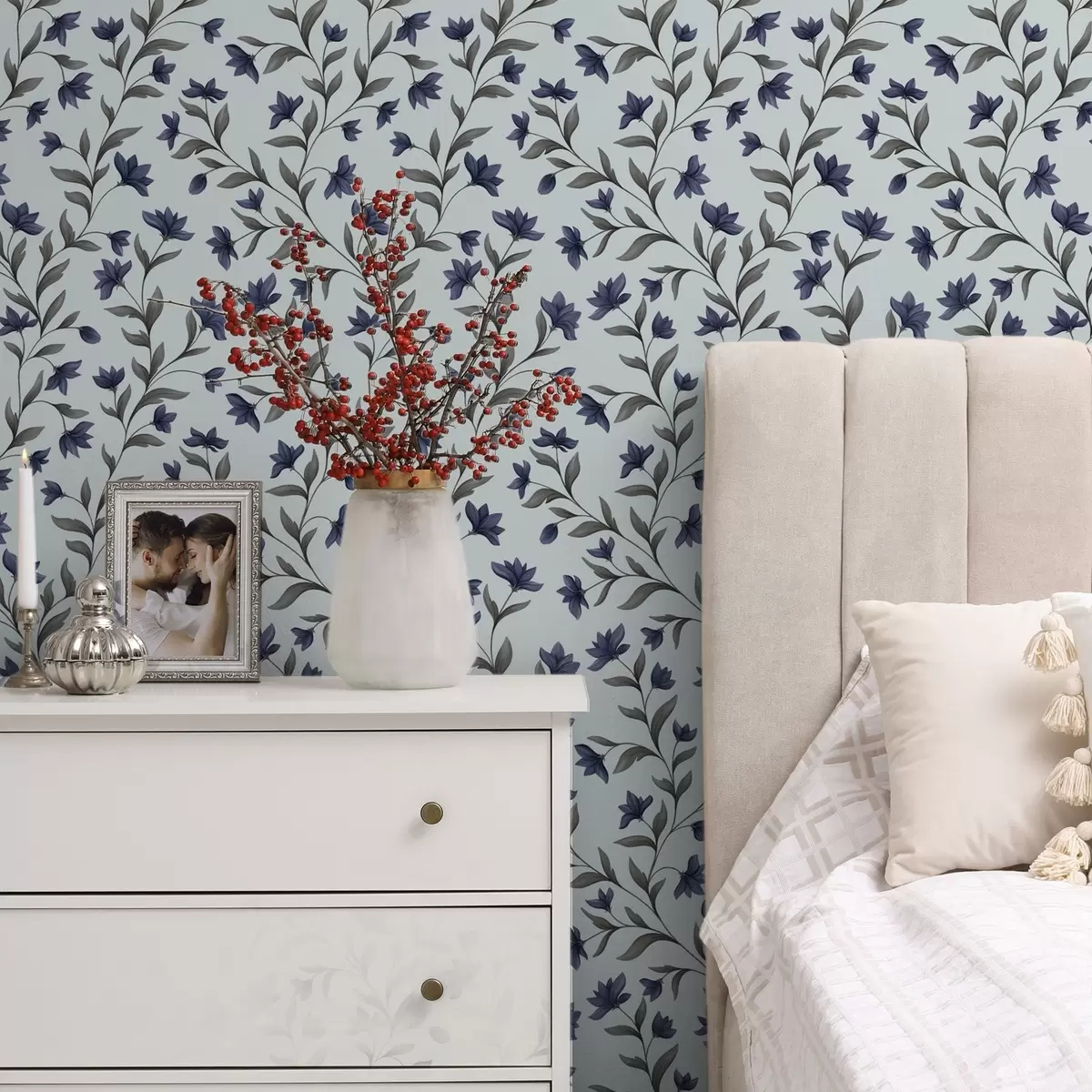 Papel pintado Campanillas sobre fondo azul claro a00622v3