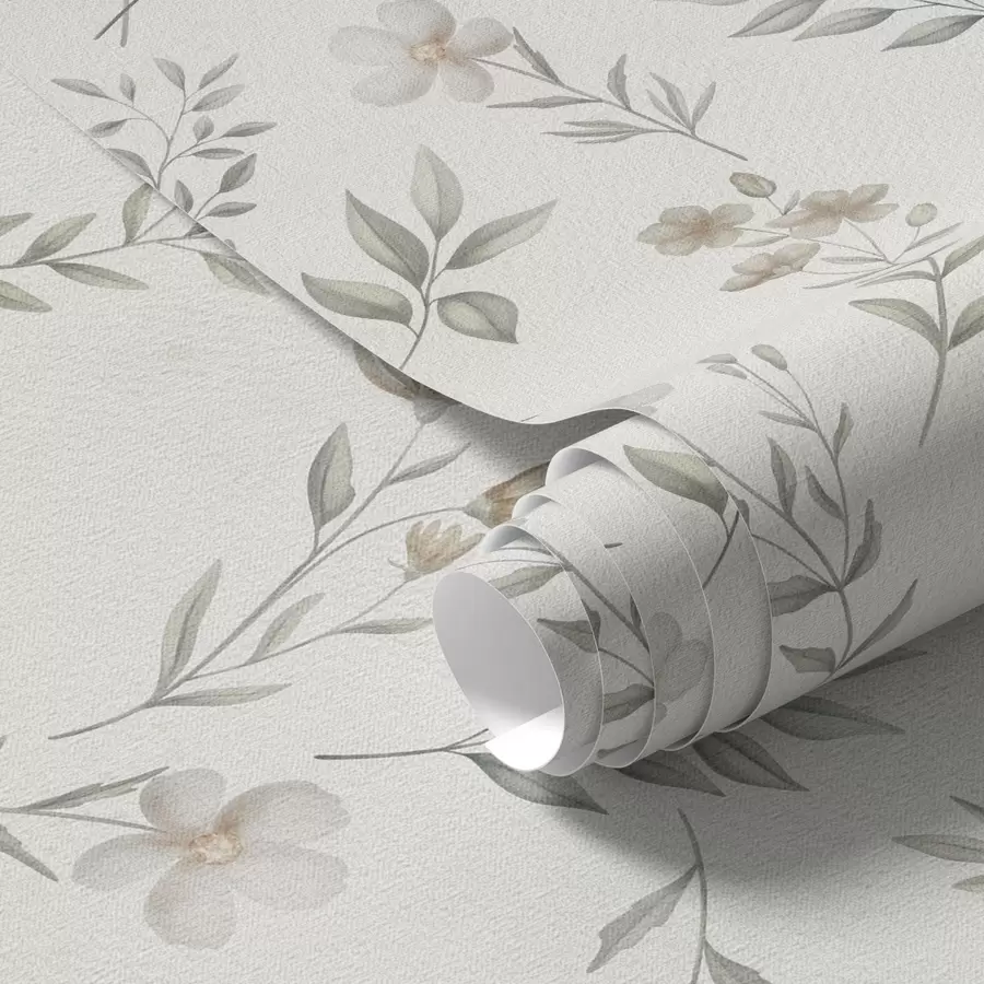 murales de pared Pequeñas ramitas y flores pintadas con acuarela sobre un fondo claro a00665
