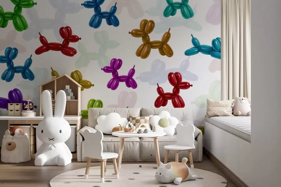 murales de pared Perros pintados hechos con pelotas w04676